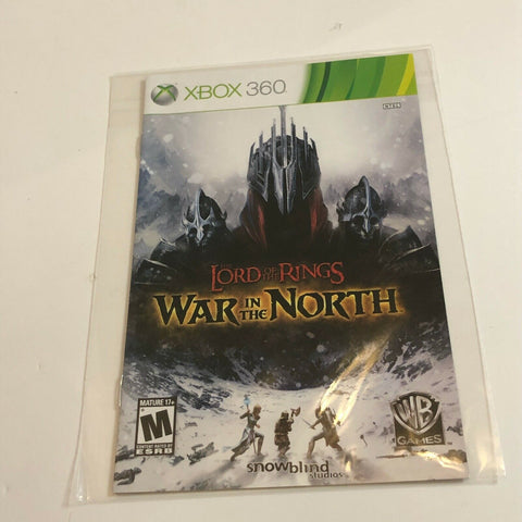 Xbox 360 Lord Of The Rings War In The North, Manual Only, No Game, Very Good